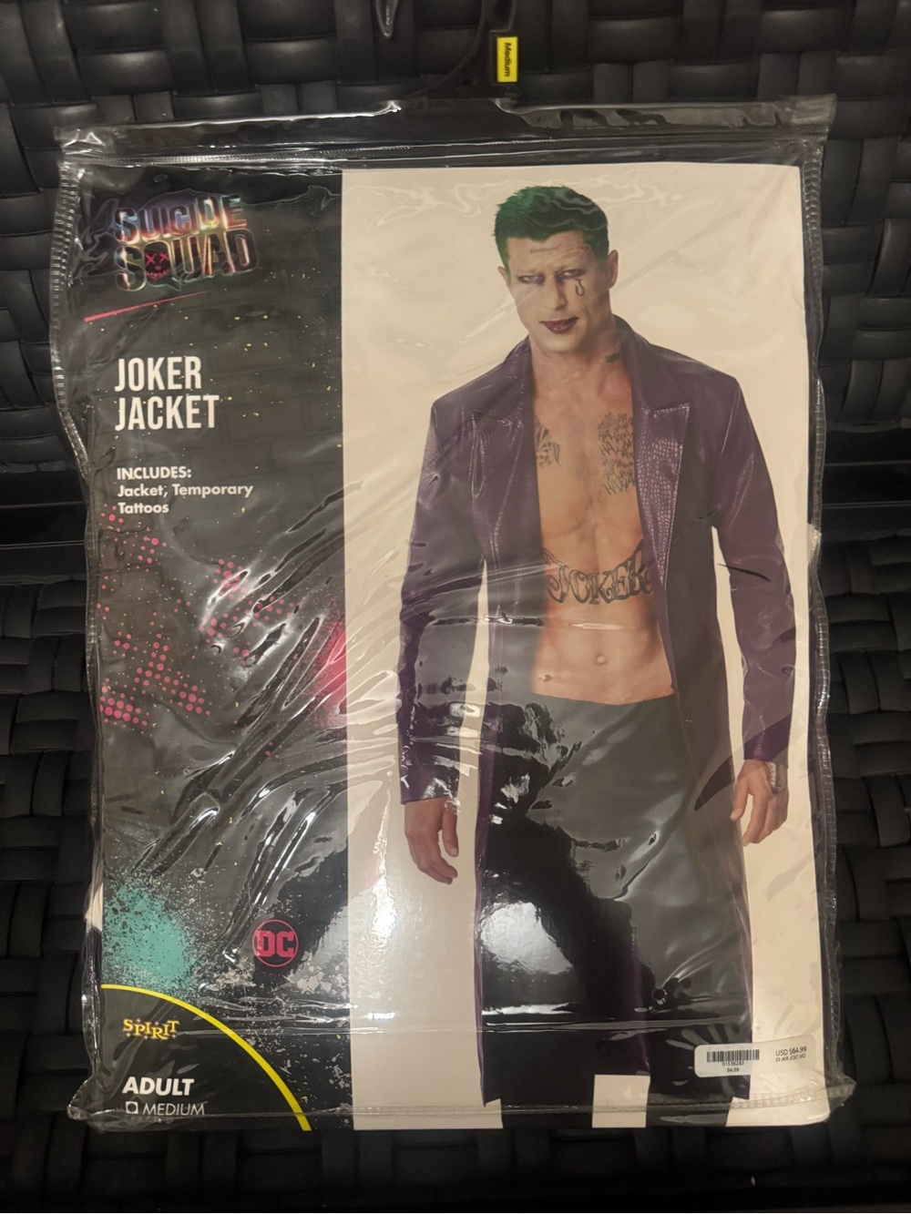 Spirit Halloween Adult Joker Jacket - Suicide Squad Size Medium Jacket, Tattoos